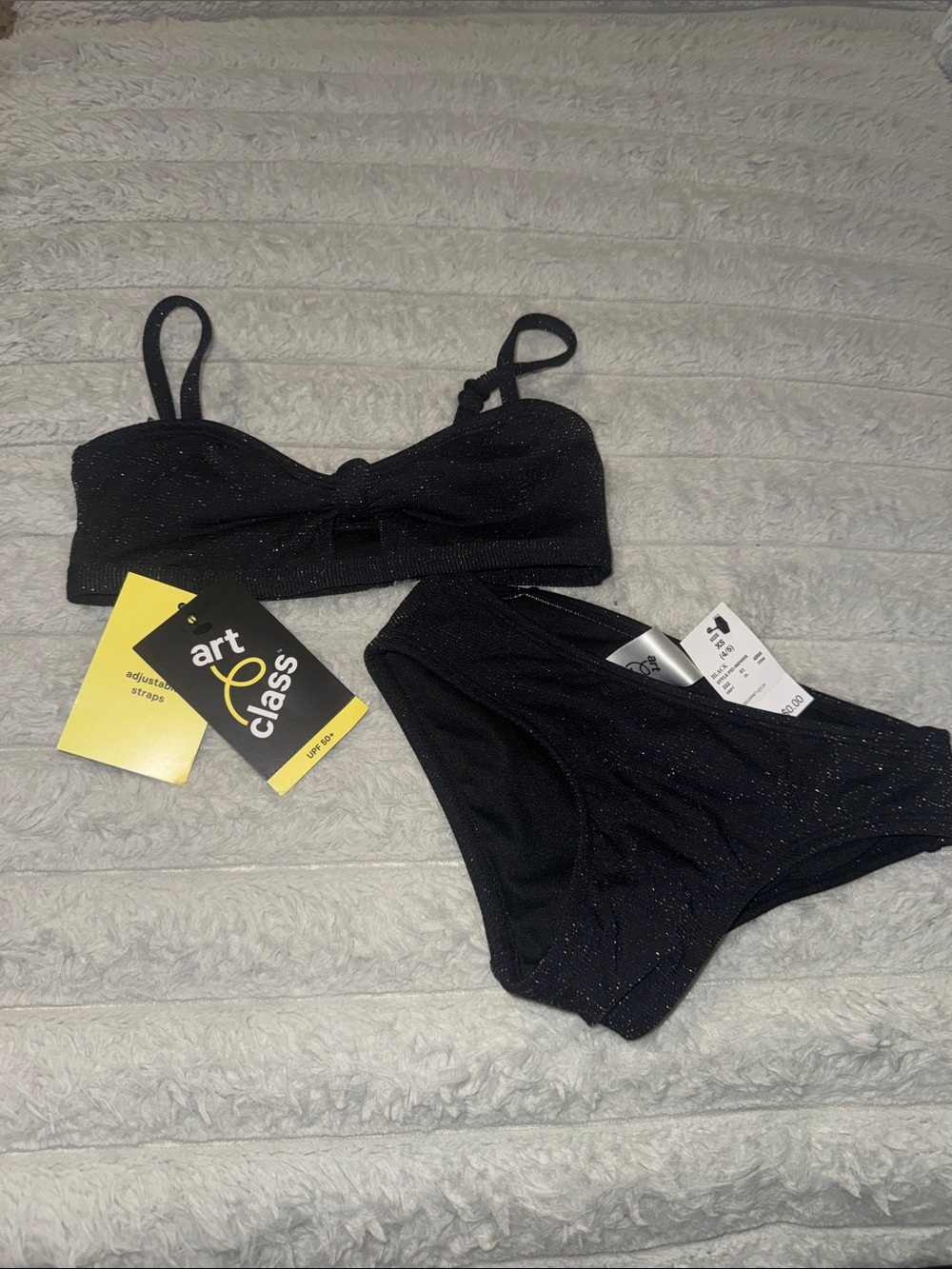 art class Black Sparkle Kids Bikini Set